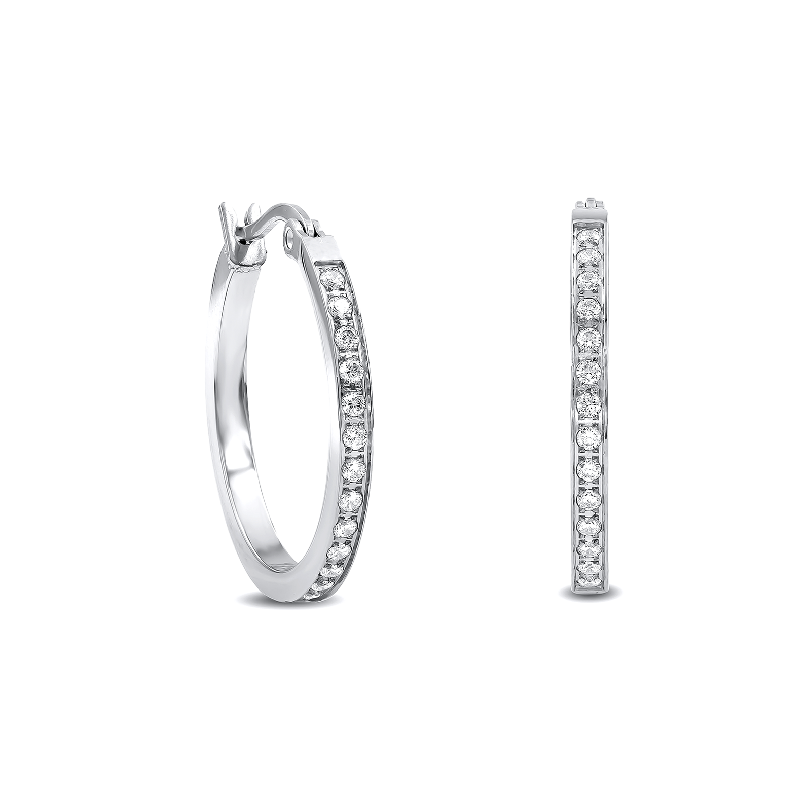 ER310W B.Tiff Pavé 28 - Stone Classic Small Hoop Earrings - PBNJ FASHIONS