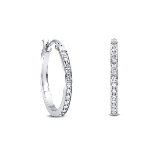 ER310W B.Tiff Pavé 28 - Stone Classic Small Hoop Earrings - PBNJ FASHIONS