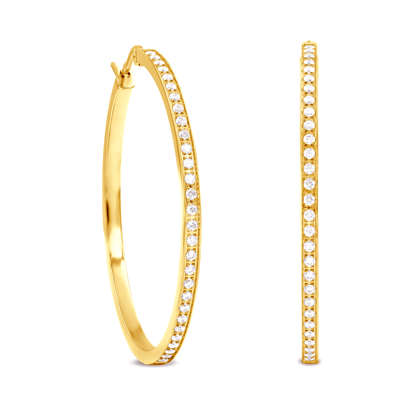 ER317G B.Tiff Gold Pavé 58 - Stone Classic Large Hoop Earrings - PBNJ FASHIONS