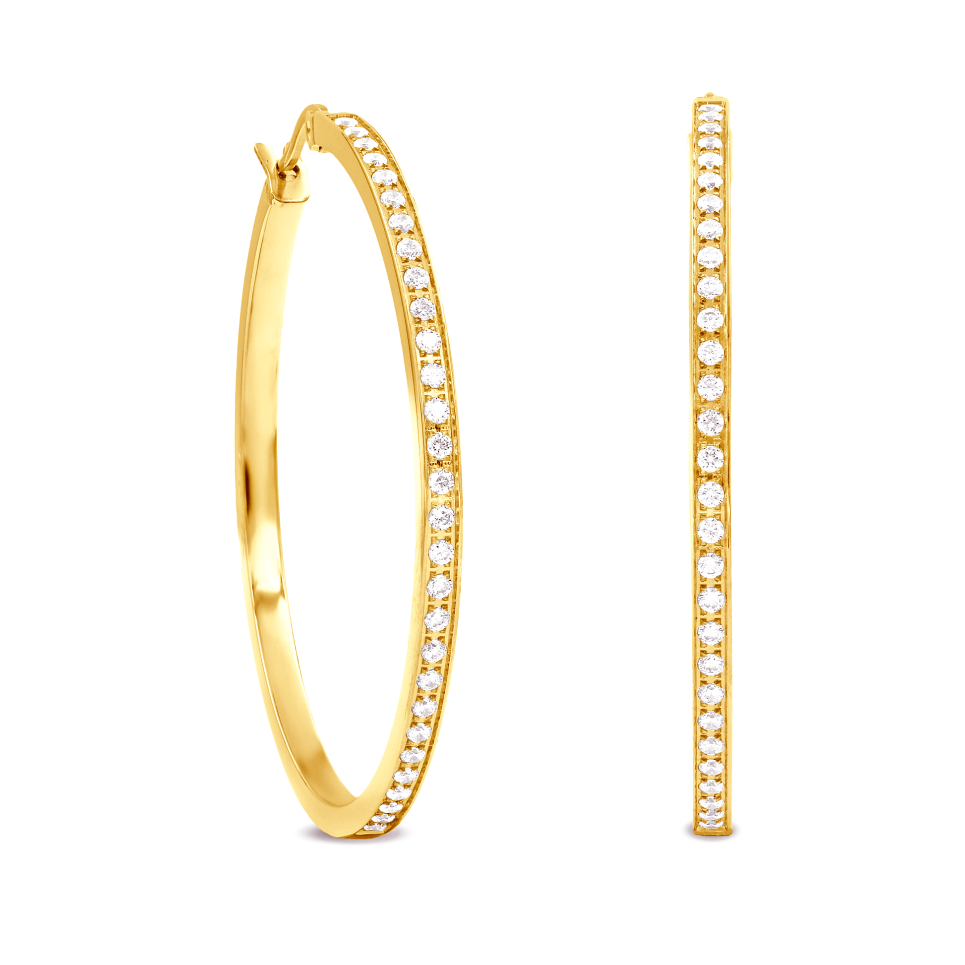 ER317G B.Tiff Gold Pavé 58 - Stone Classic Large Hoop Earrings - PBNJ FASHIONS