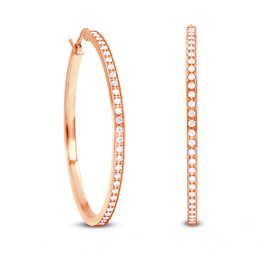 ER317RG B.Tiff Rose Gold Pavé 58 - Stone Classic Large Hoop Earrings - PBNJ FASHIONS