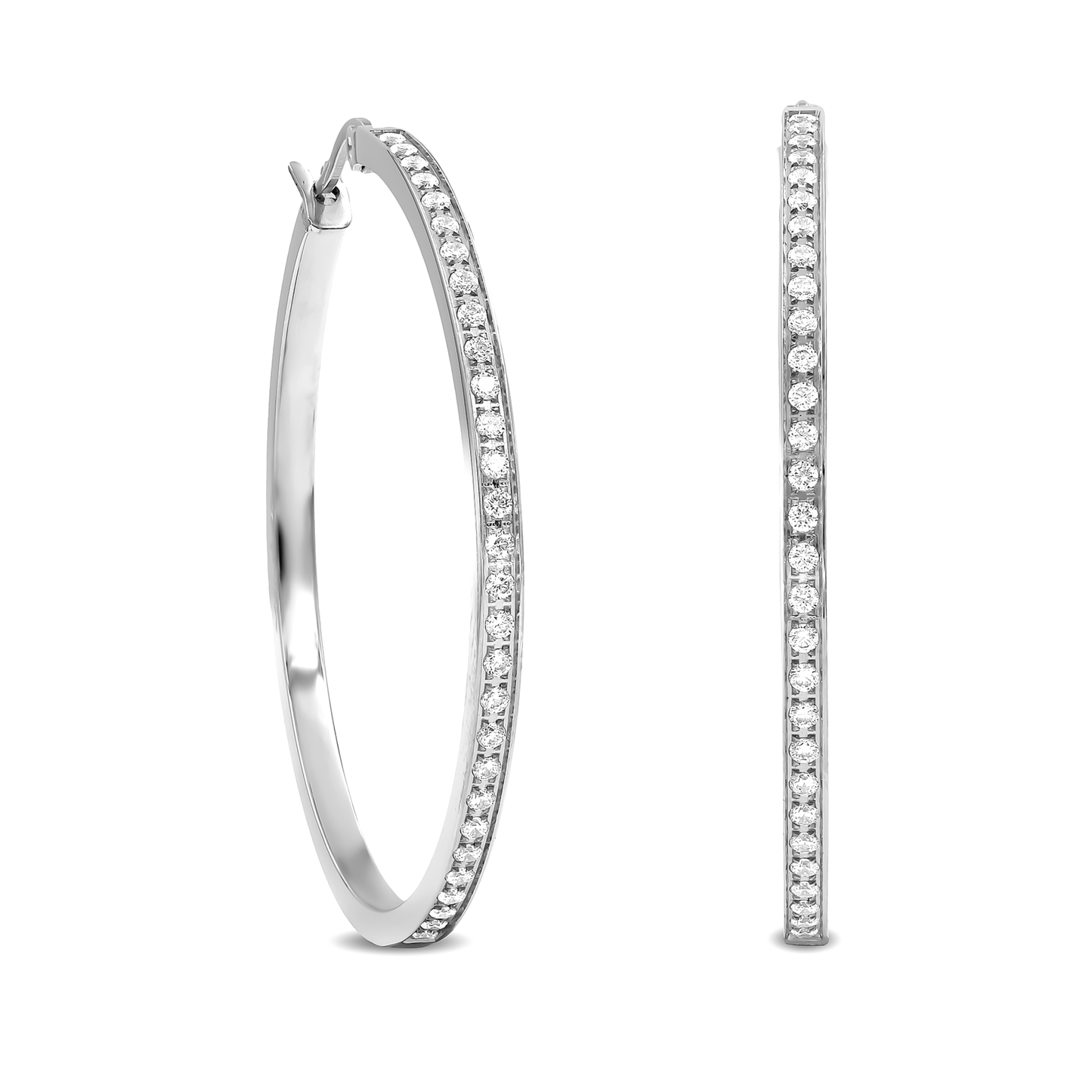 ER317W B.Tiff Pavé 58 - Stone Classic Large Hoop Earrings - PBNJ FASHIONS