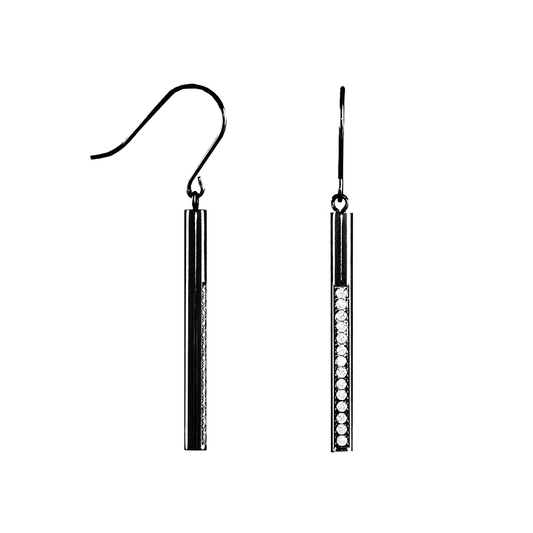 ER318B B.Tiff Black Pavé 14 - Stone Dangling Bar Earrings - PBNJ FASHIONS