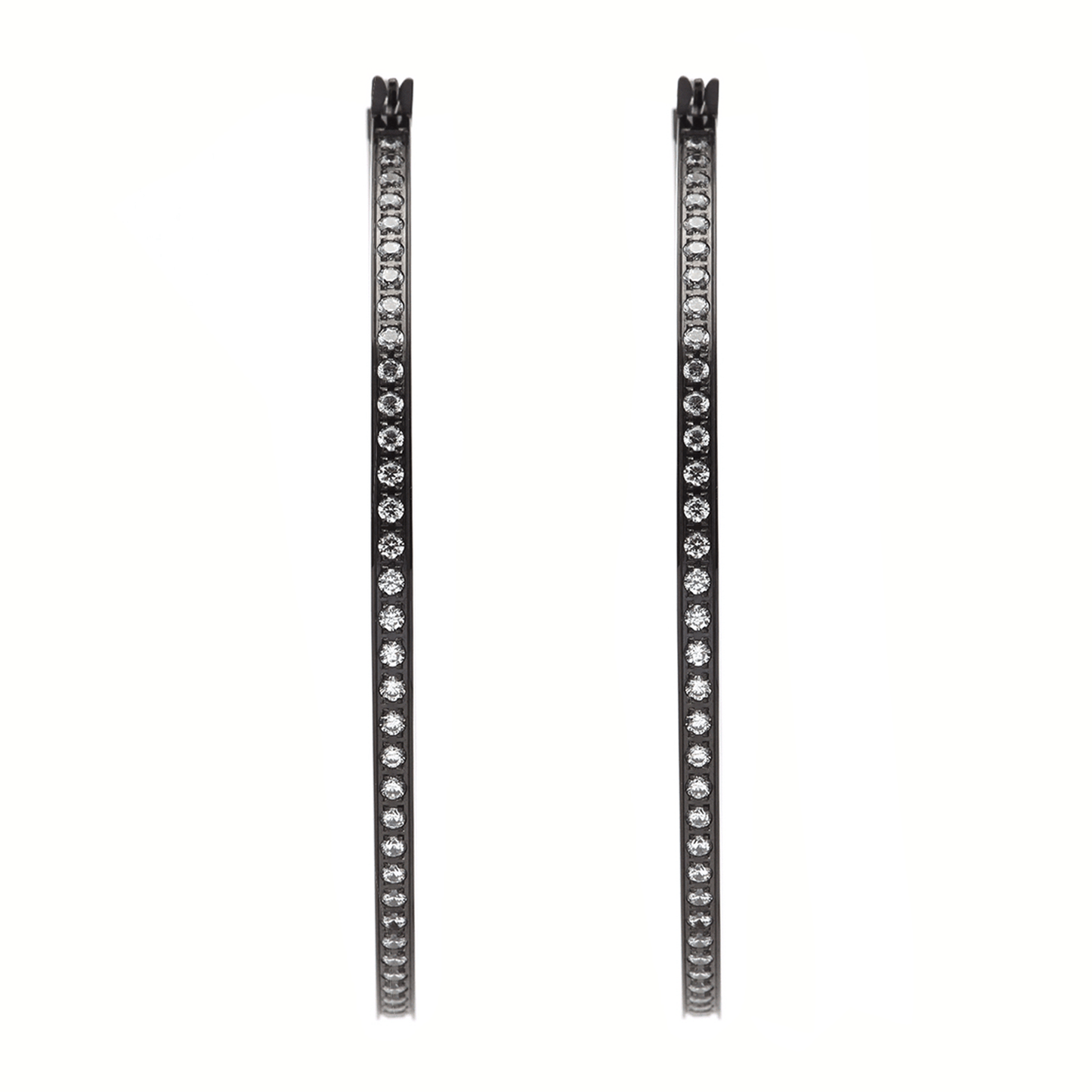 ER322B B.Tiff Black Pavé 146 - Stone Big Hoop Earrings - PBNJ FASHIONS