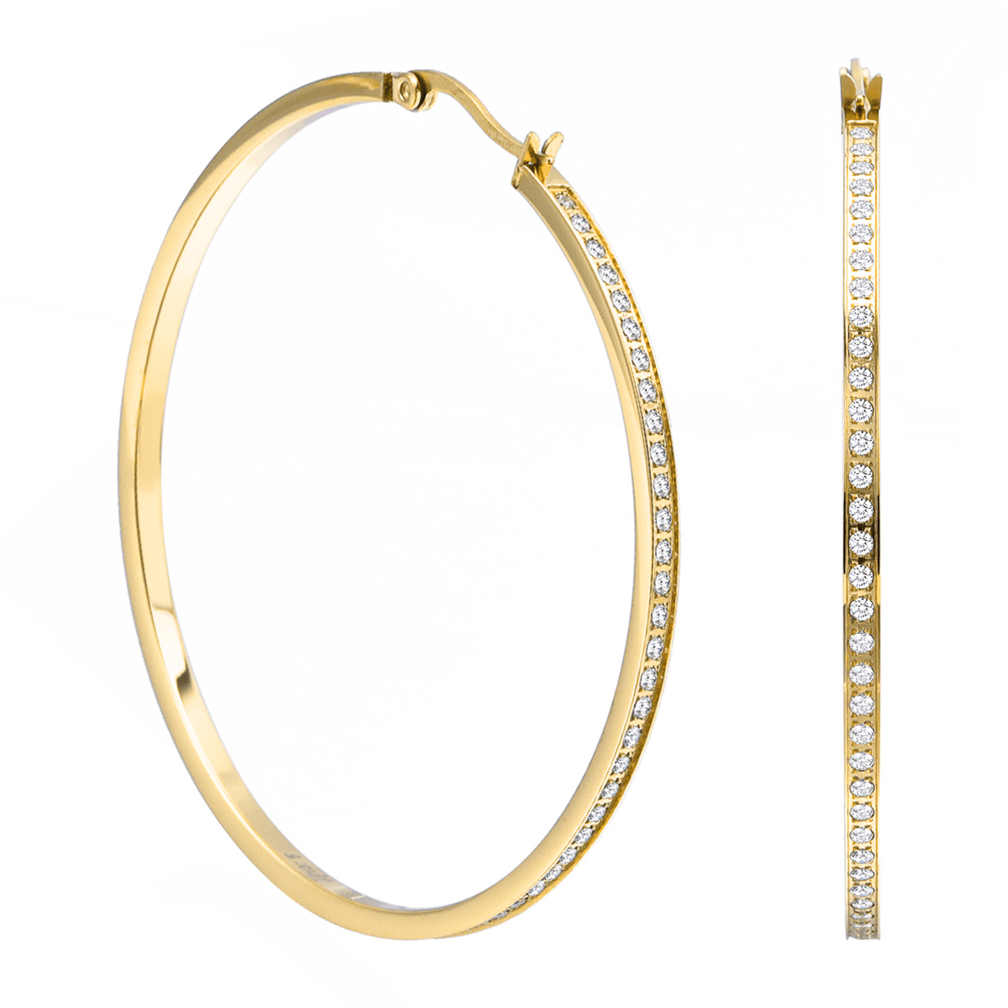ER322G B.Tiff Gold Pavé 146 - Stone Big Hoop Earrings - PBNJ FASHIONS