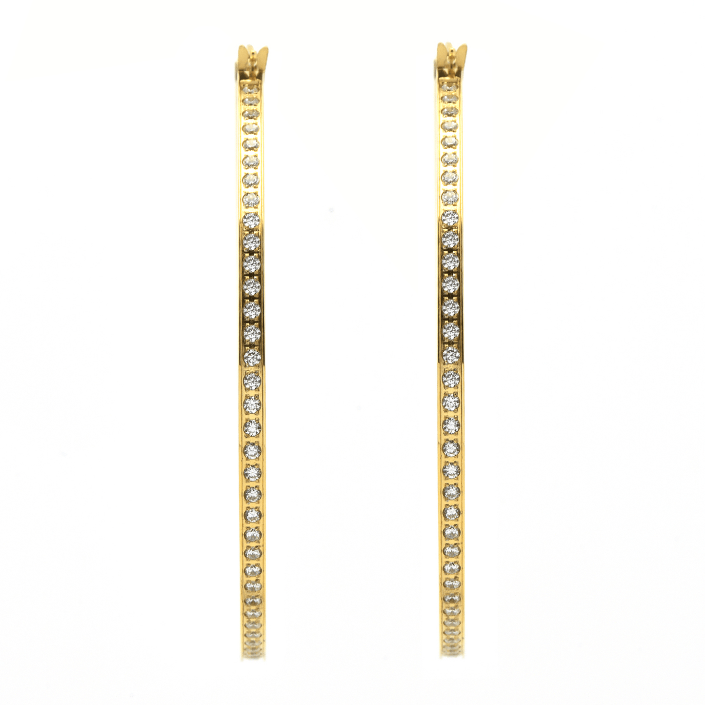 ER322G B.Tiff Gold Pavé 146 - Stone Big Hoop Earrings - PBNJ FASHIONS