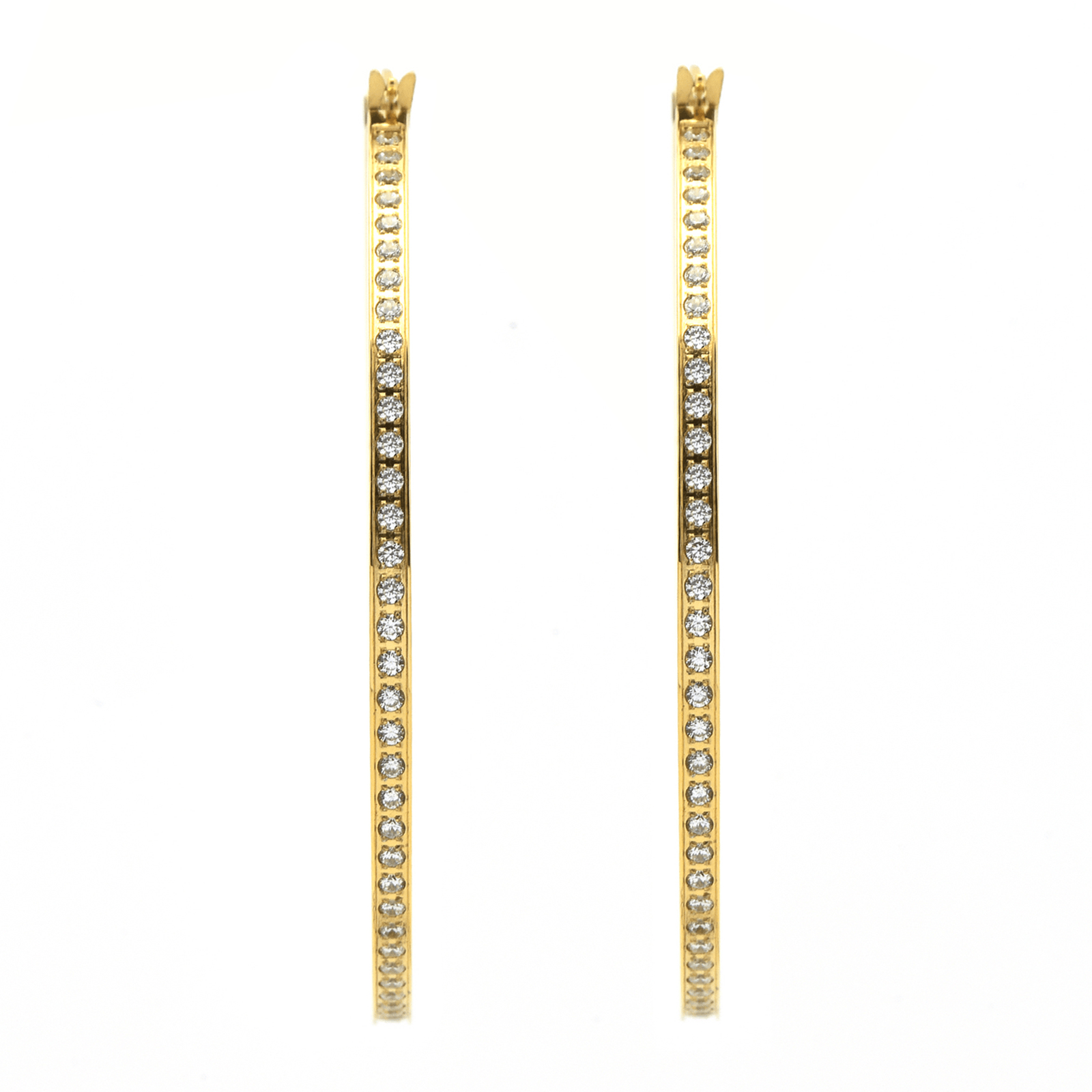 ER322G B.Tiff Gold Pavé 146 - Stone Big Hoop Earrings - PBNJ FASHIONS