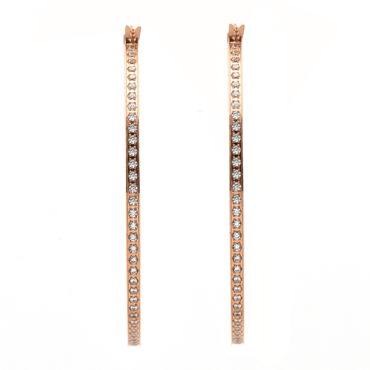 ER322RG B.Tiff Rose Gold Pavé 146 - Stone Big Hoop Earrings - PBNJ FASHIONS