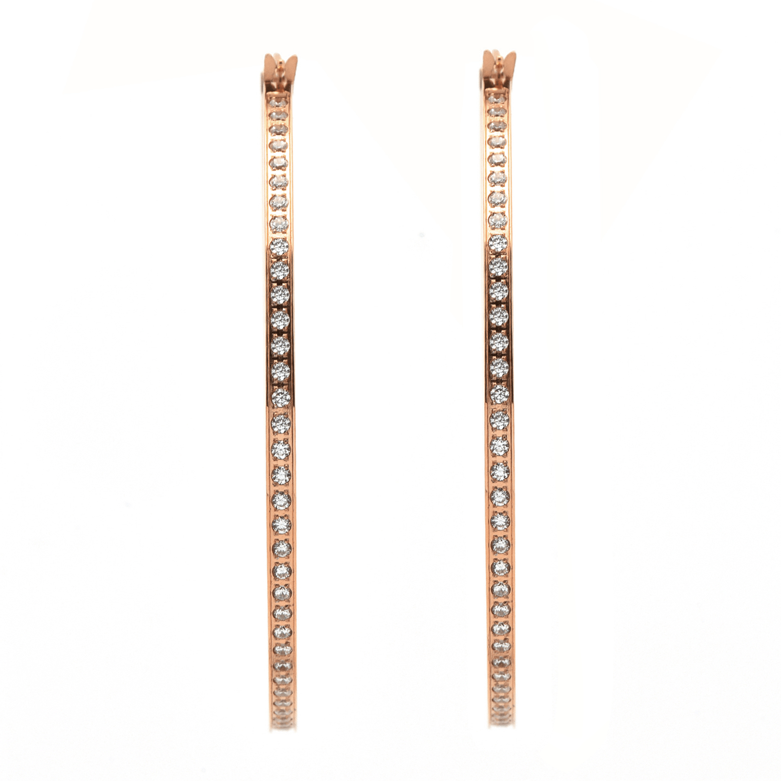 ER322RG B.Tiff Rose Gold Pavé 146 - Stone Big Hoop Earrings - PBNJ FASHIONS