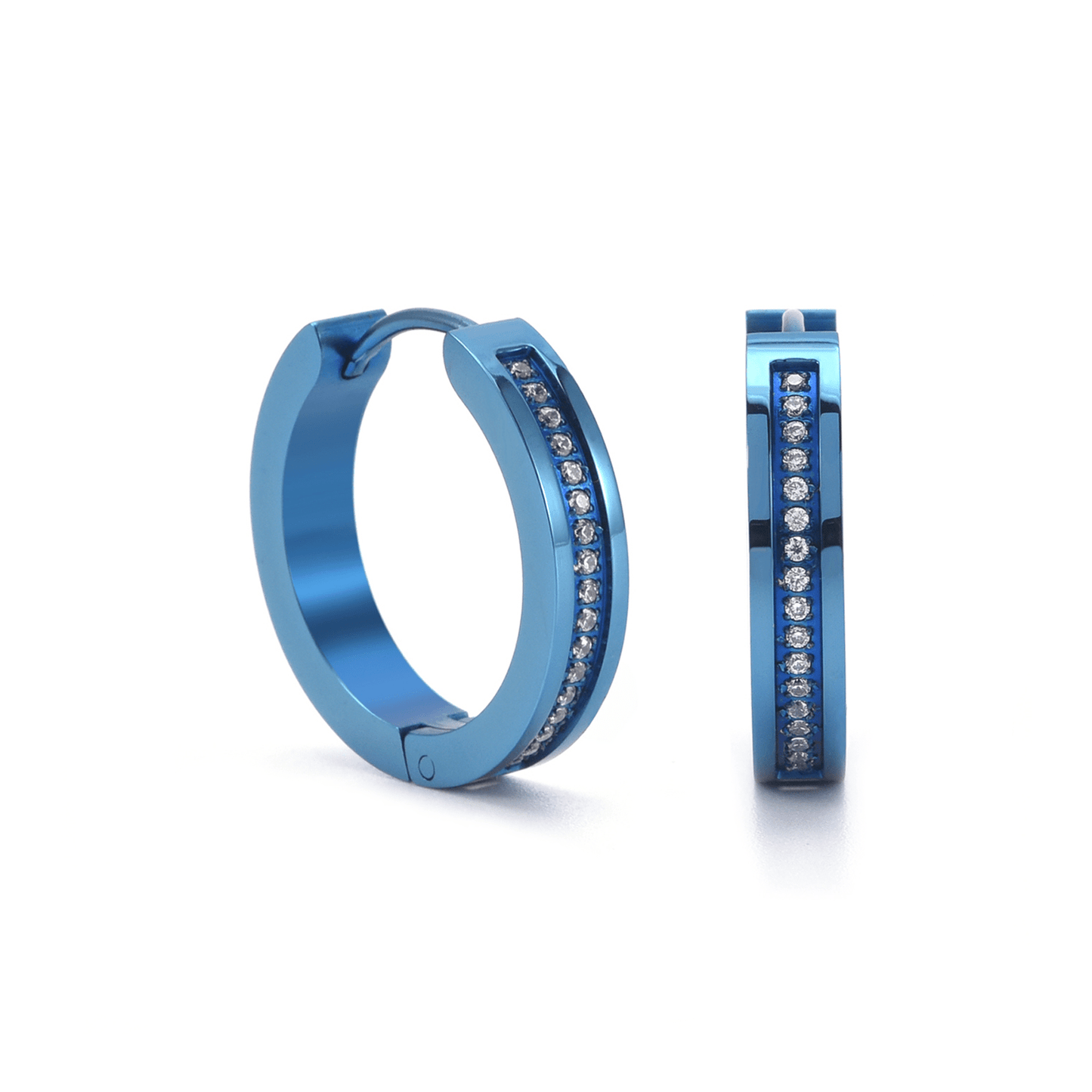 ER411BL B.Tiff Blue Pavé 34 - Stone Hoop Earrings - PBNJ FASHIONS