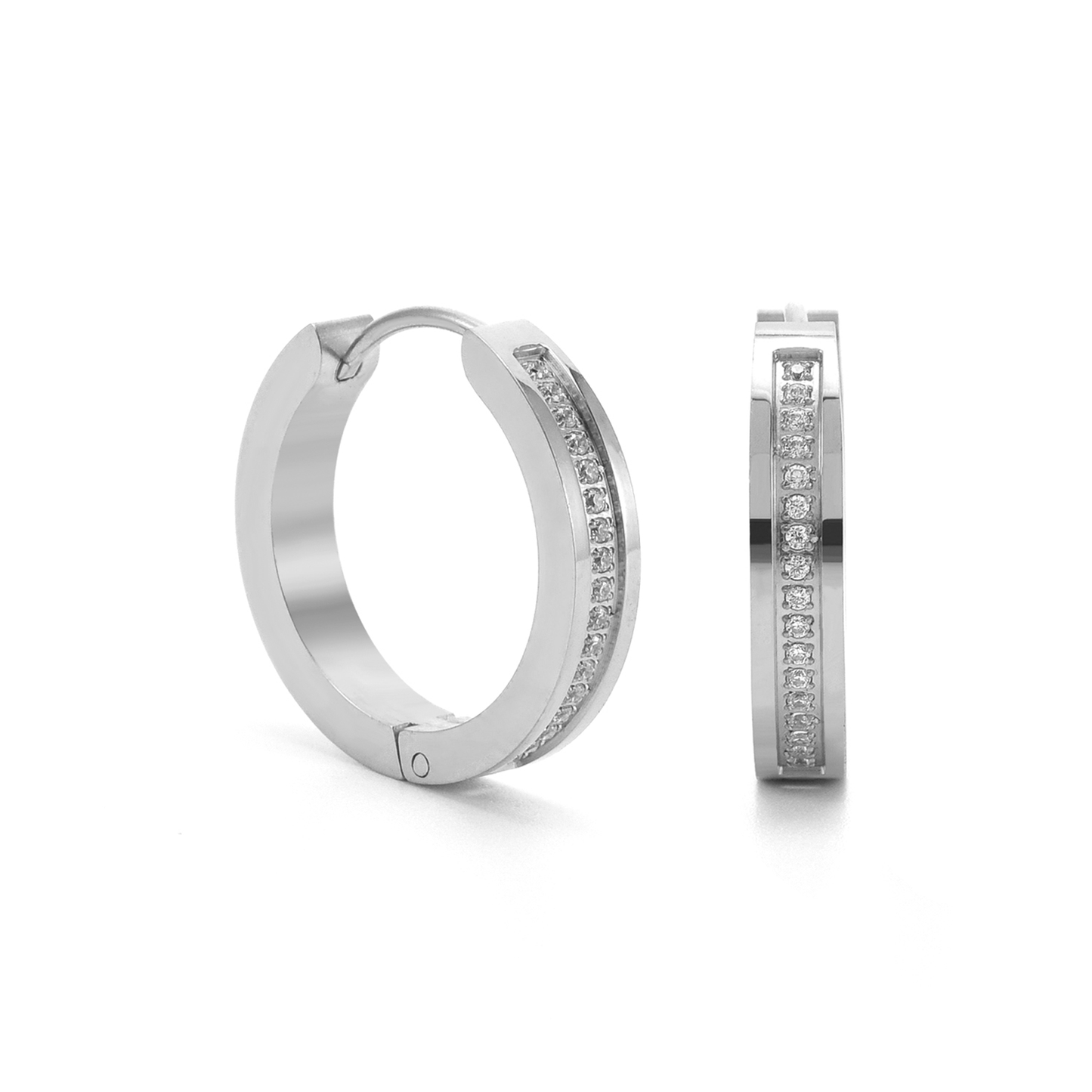 ER411W B.Tiff Pavé 34 - Stone Hoop Earrings - PBNJ FASHIONS