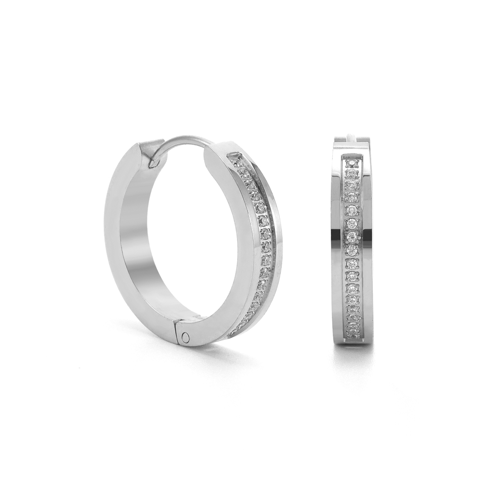 ER411W B.Tiff Pavé 34 - Stone Hoop Earrings - PBNJ FASHIONS