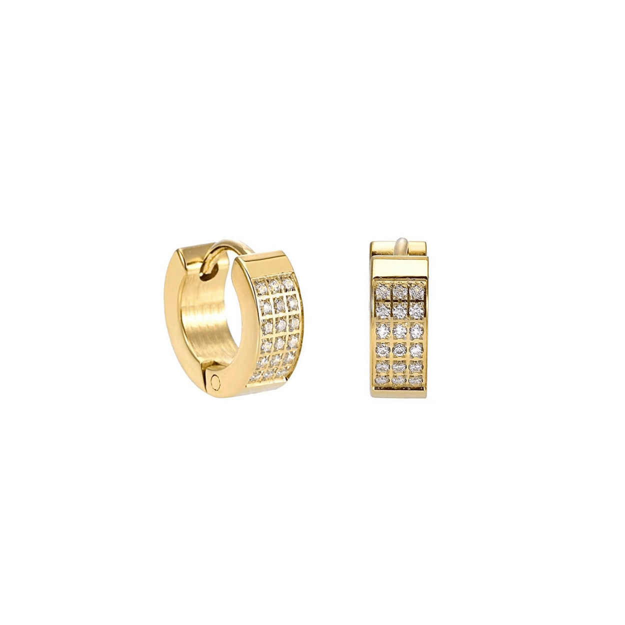 ER418G B.Tiff Gold Pavé Huggie Earrings - PBNJ FASHIONS