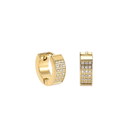 ER418G B.Tiff Gold Pavé Huggie Earrings - PBNJ FASHIONS