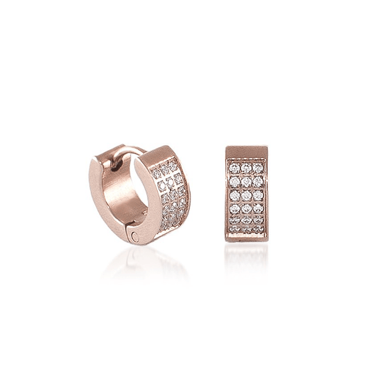 ER418RG B.Tiff Rose Gold Pavé Huggie Earrings - PBNJ FASHIONS