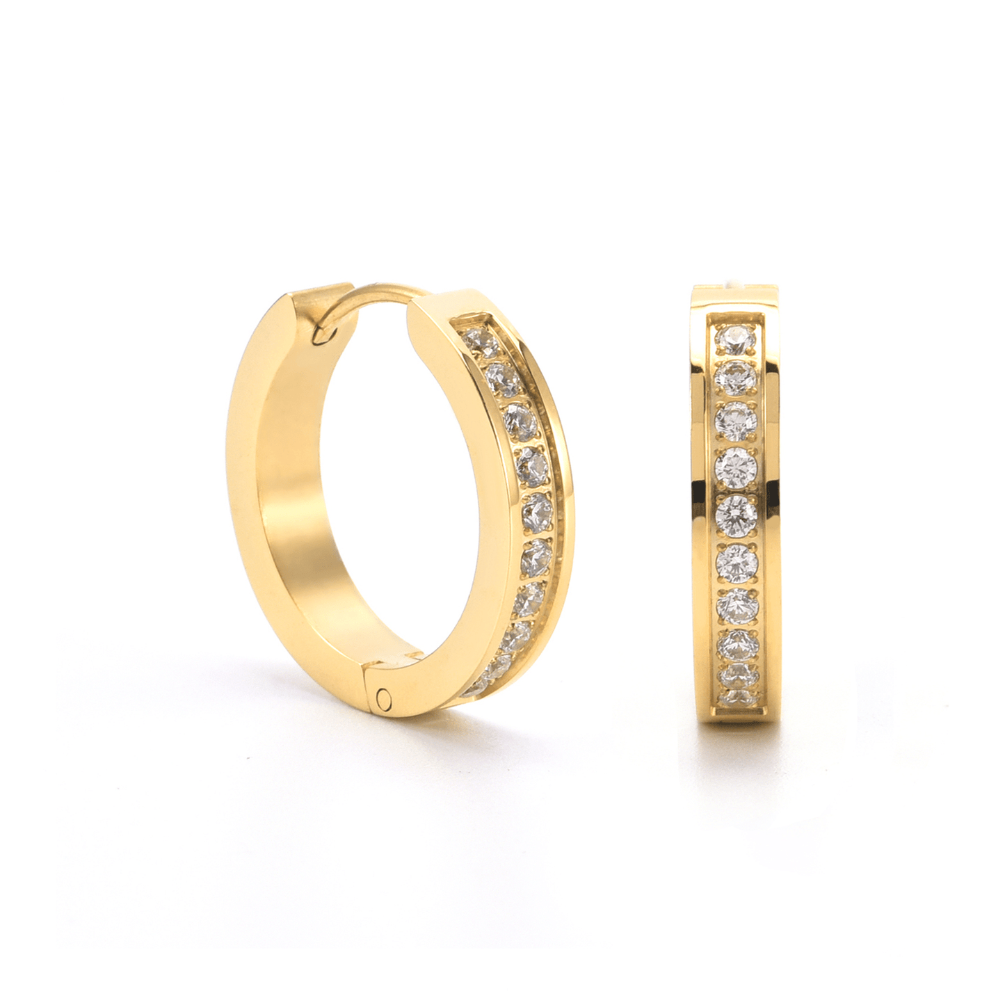 ER433G B.Tiff Gold Pavé 20 - Stone Hoop Earrings - PBNJ FASHIONS