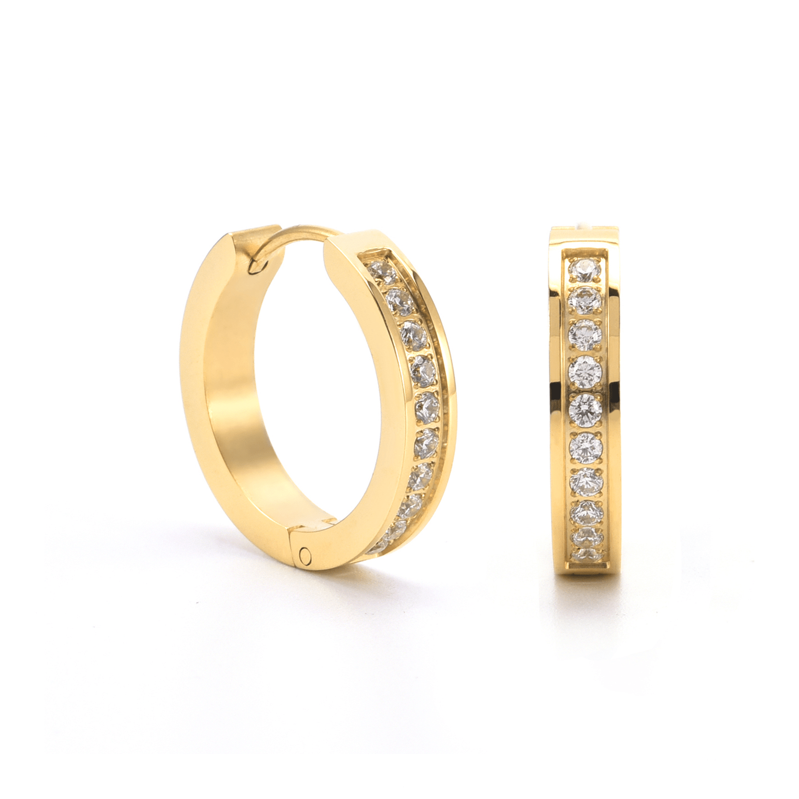ER433G B.Tiff Gold Pavé 20 - Stone Hoop Earrings - PBNJ FASHIONS