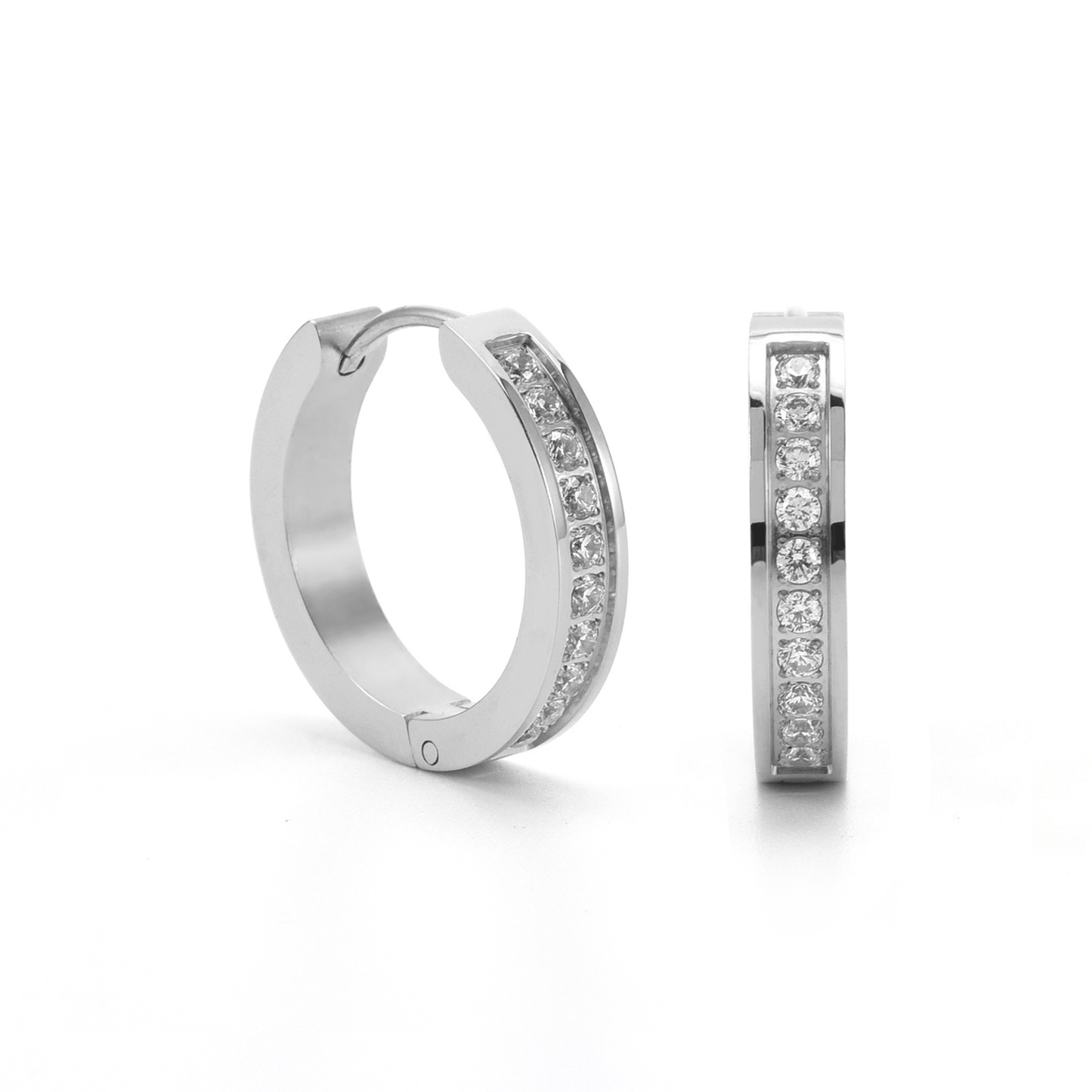 ER433W B.Tiff Pavé 20 - Stone Hoop Earrings - PBNJ FASHIONS
