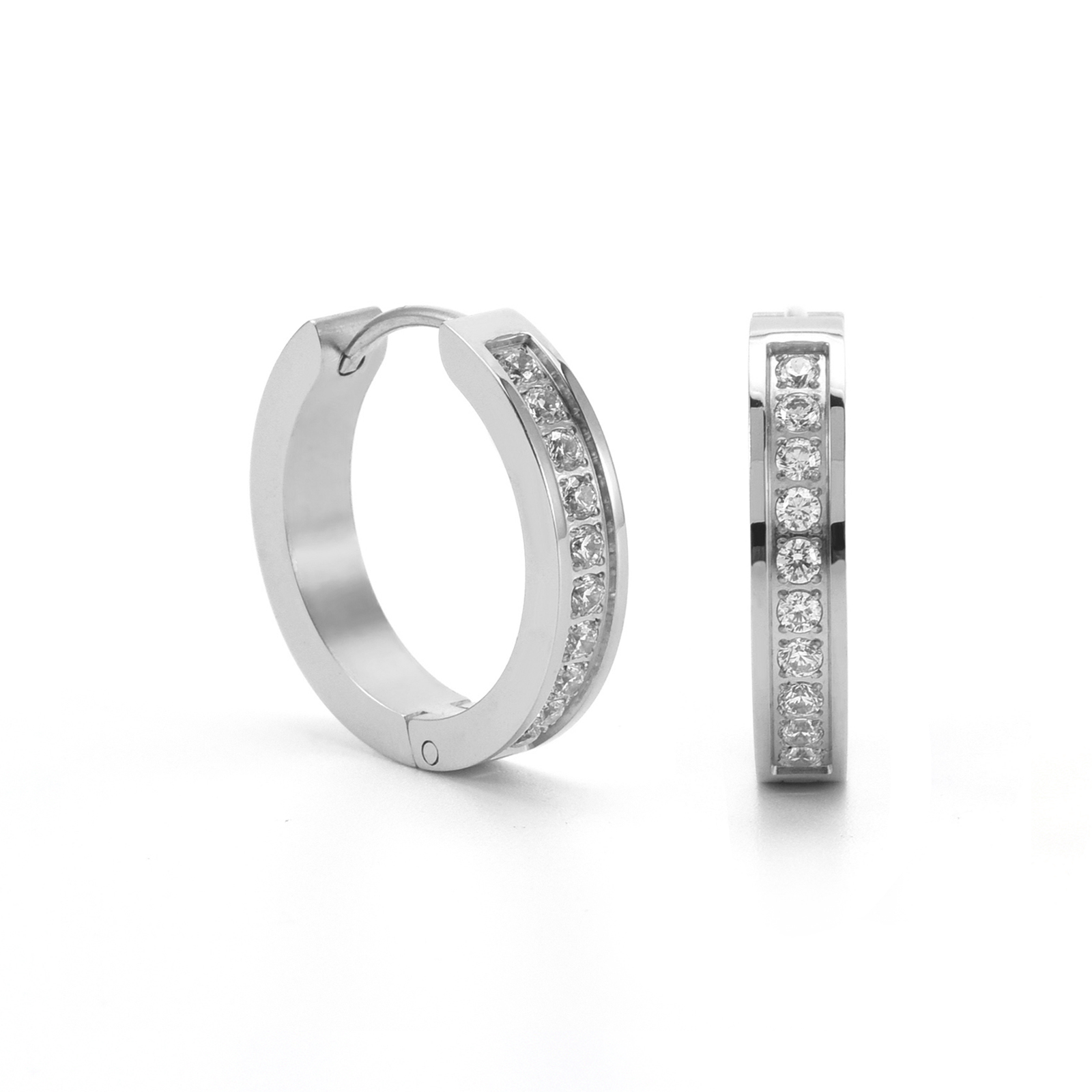 ER433W B.Tiff Pavé 20 - Stone Hoop Earrings - PBNJ FASHIONS