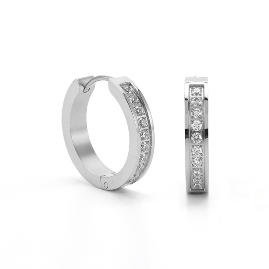 ER433W B.Tiff Pavé 20 - Stone Hoop Earrings - PBNJ FASHIONS