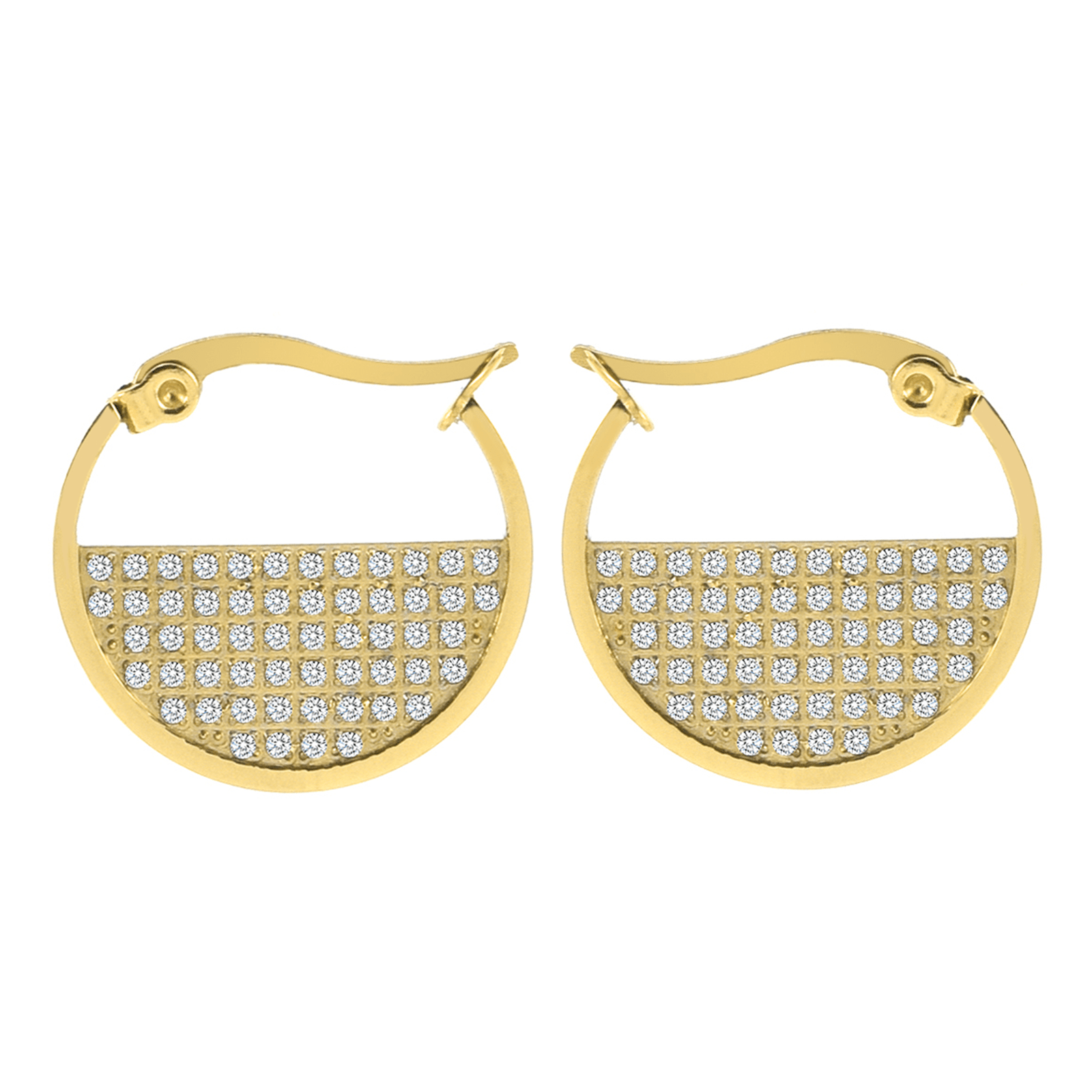 ER500G B.Tiff Gold Pavé Lune Earrings - PBNJ FASHIONS