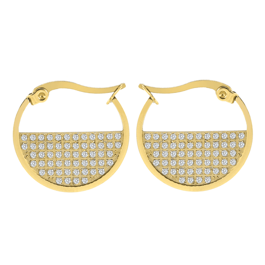 ER500G B.Tiff Gold Pavé Lune Earrings - PBNJ FASHIONS