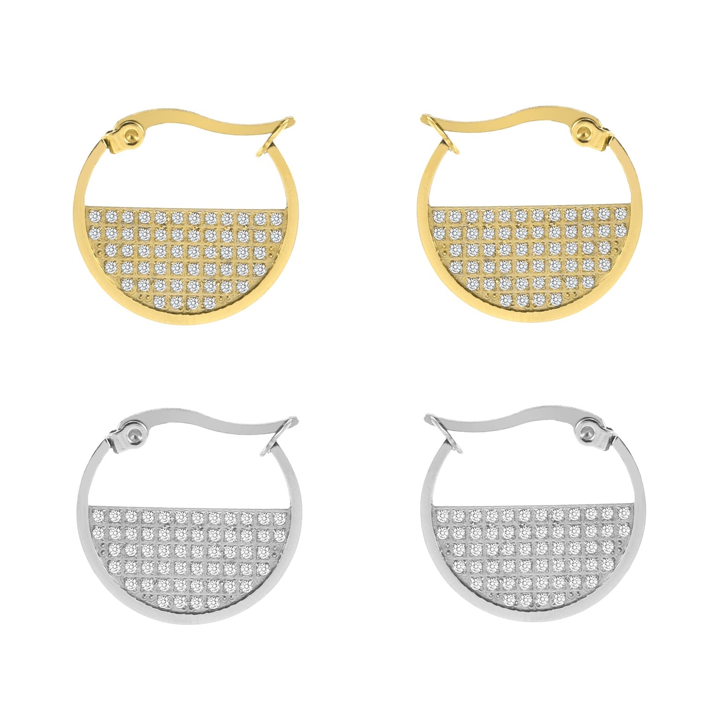 ER500G B.Tiff Gold Pavé Lune Earrings - PBNJ FASHIONS