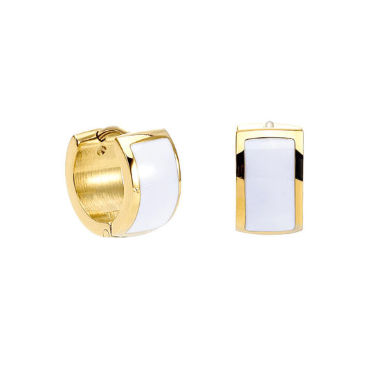 ER800GW B.Tiff White Enamel Gold Earrings - PBNJ FASHIONS
