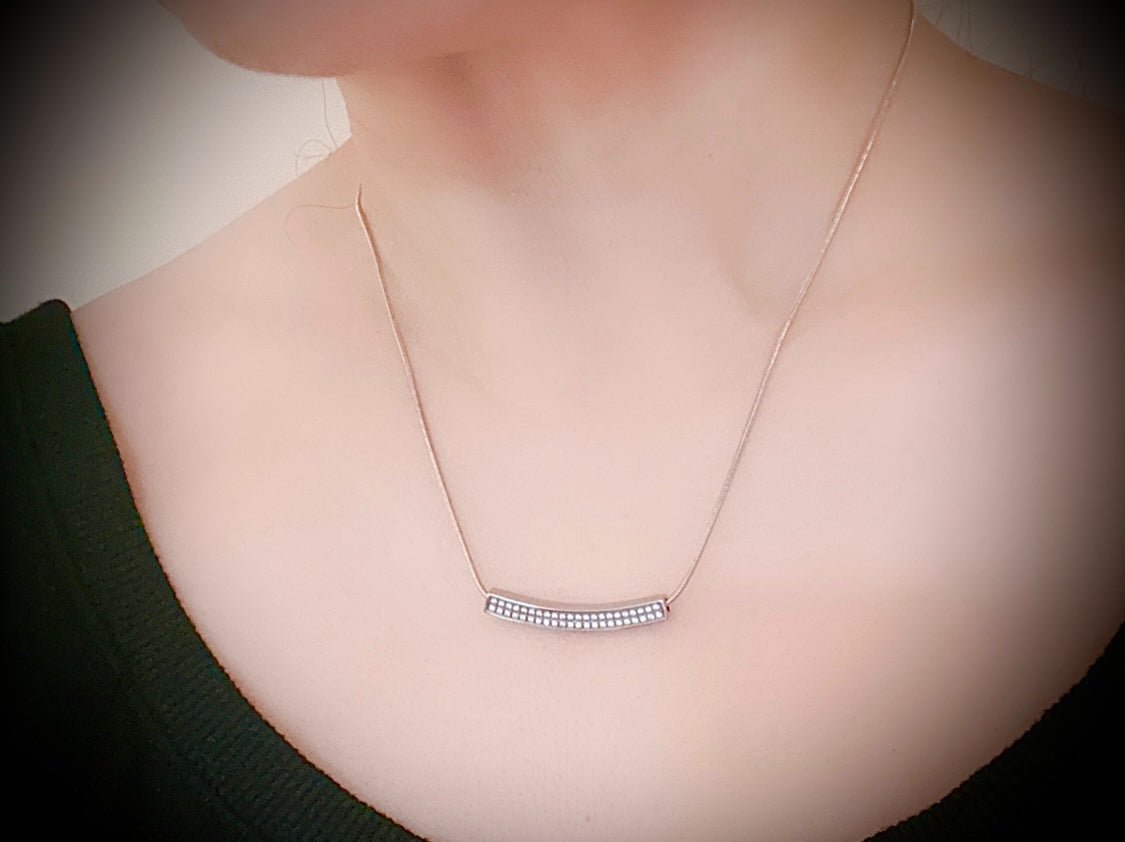 PT222W B.Tiff Pavé Crescent Pendant Necklace - PBNJ FASHIONS