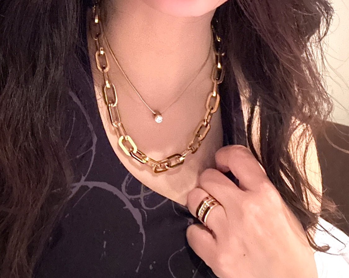 C200G B.Tiff High Polish Gold Paperclip Chain Necklace - PBNJ FASHIONS
