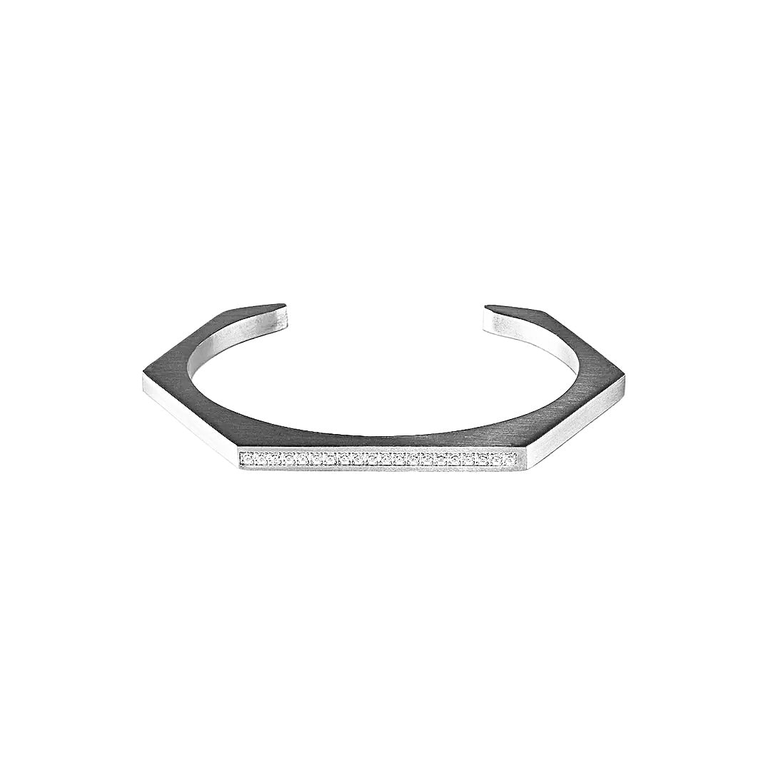 BG017W B.Tiff Edge Pave Hexagon Bangle Bracelet