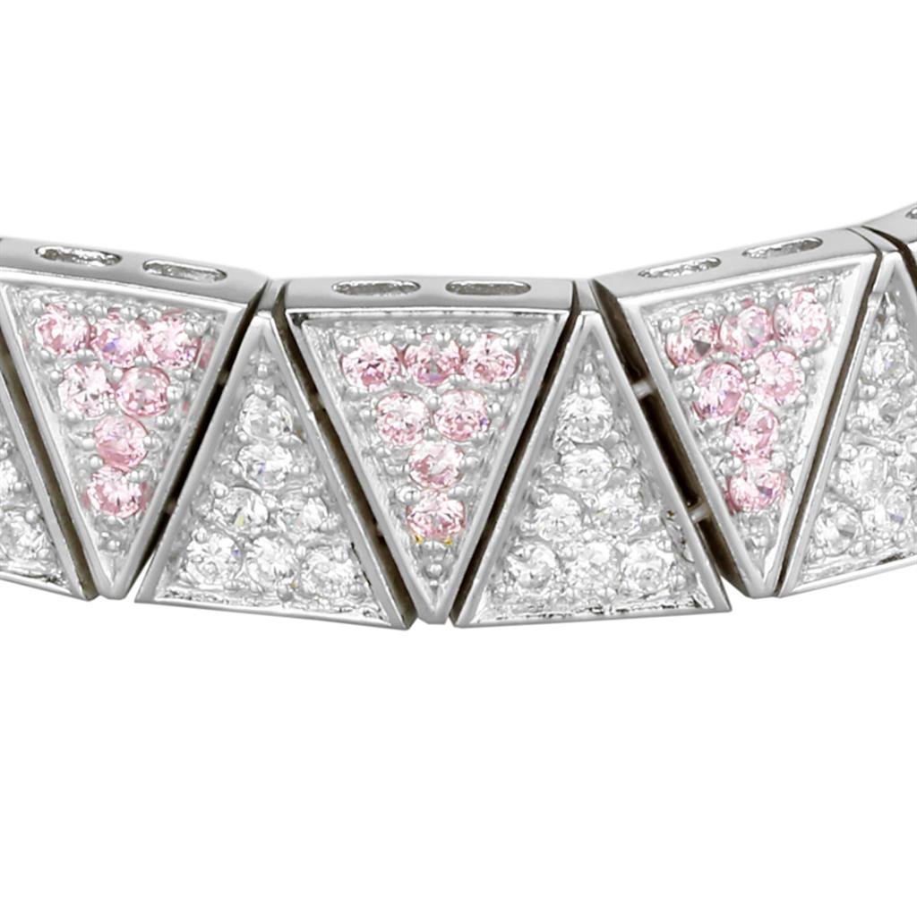 LOS845 - Rhodium 925 Sterling Silver Bracelet with AAA Grade CZ  in Rose-1