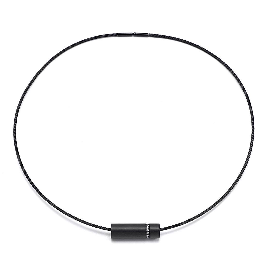 PT080B B.Tiff Black Pavé Rouleau Pendant - PBNJ FASHIONS