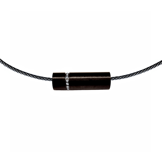 PT080B B.Tiff Black Pavé Rouleau Pendant - PBNJ FASHIONS