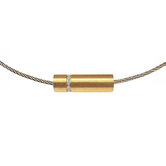 PT080G B.Tiff Gold Pavé Rouleau Pendant - PBNJ FASHIONS