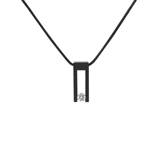 PT089B B.Tiff Black Hollow Bar Pendant - PBNJ FASHIONS