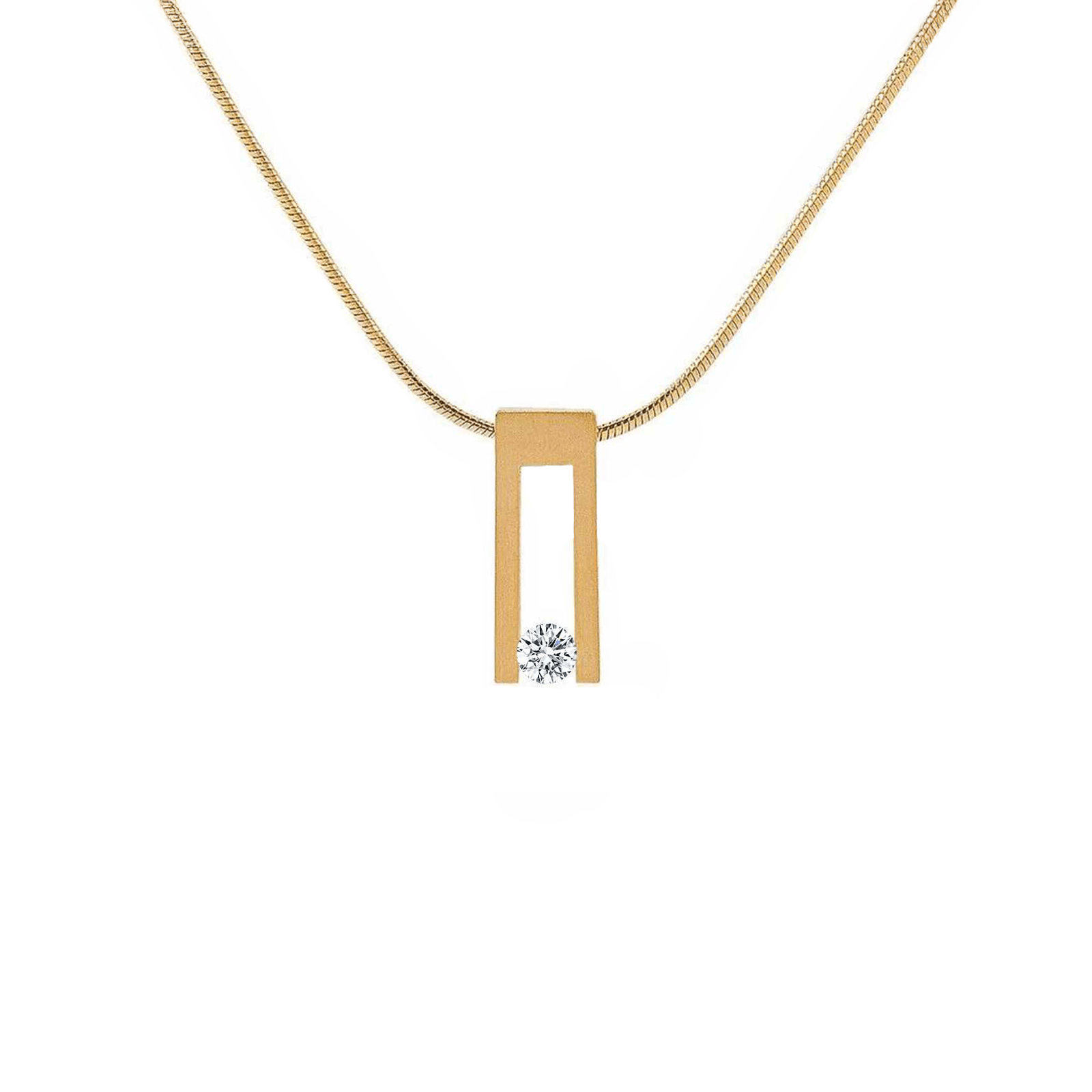 PT089G B.Tiff Gold Hollow Bar Pendant - PBNJ FASHIONS