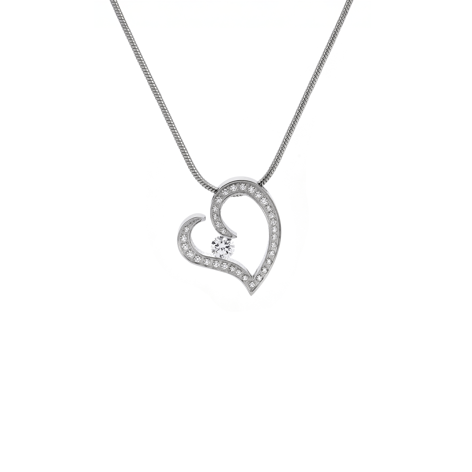 PT092W B.Tiff Pave Heart Pendant - PBNJ FASHIONS