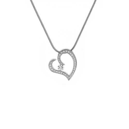 PT092W B.Tiff Pave Heart Pendant - PBNJ FASHIONS