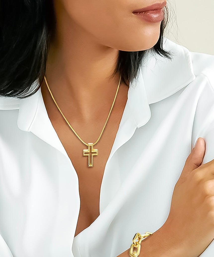 PT098G B.Tiff Gold Lumière Cross Pendant - PBNJ FASHIONS