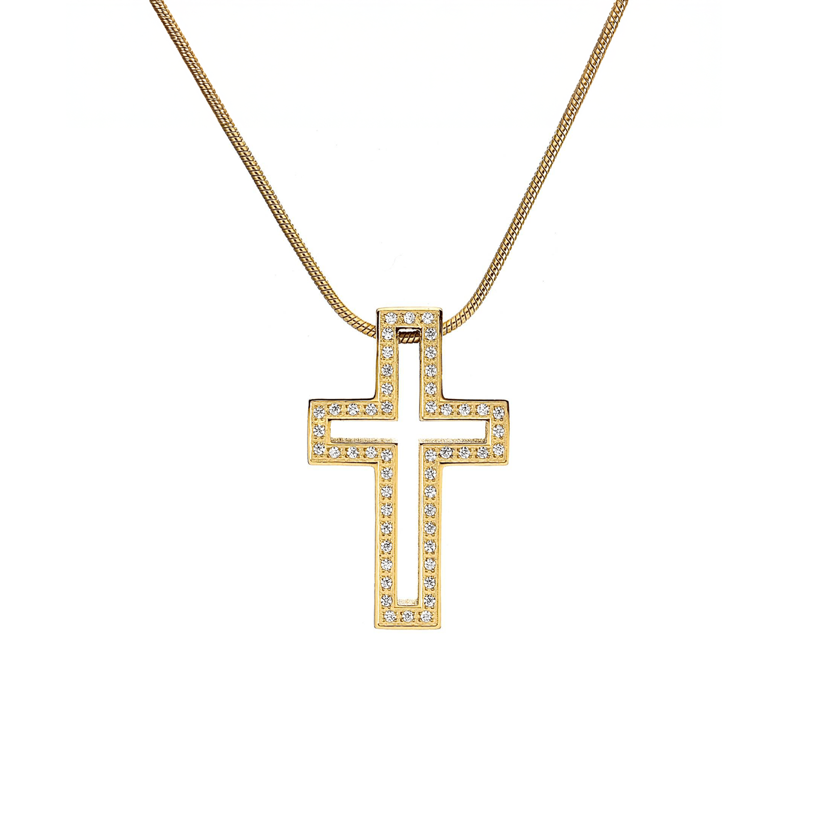 PT098G B.Tiff Gold Lumière Cross Pendant - PBNJ FASHIONS