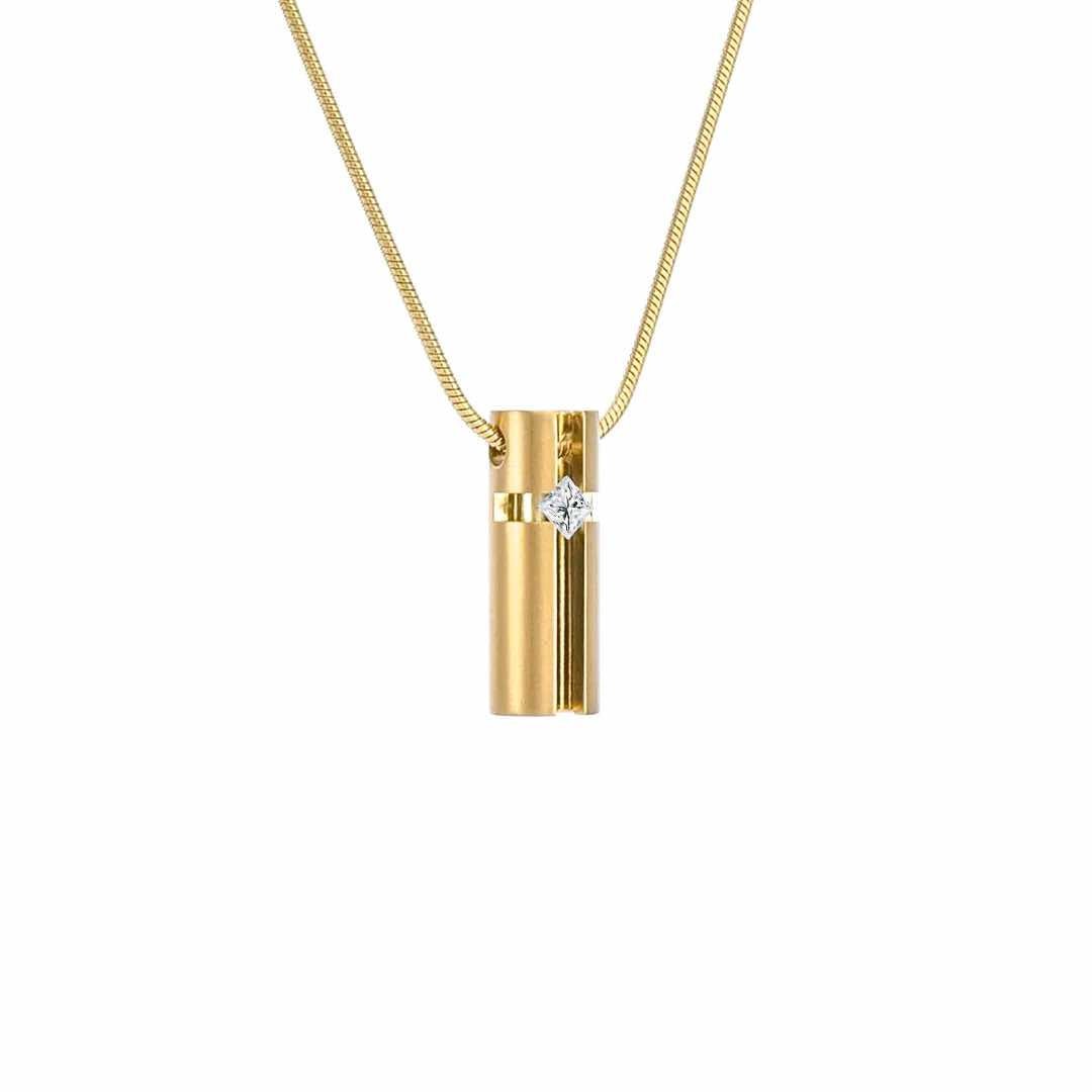 PT099G B.Tiff Gold .02ct 3D Cross Croixlumière Pendant Necklace - PBNJ FASHIONS