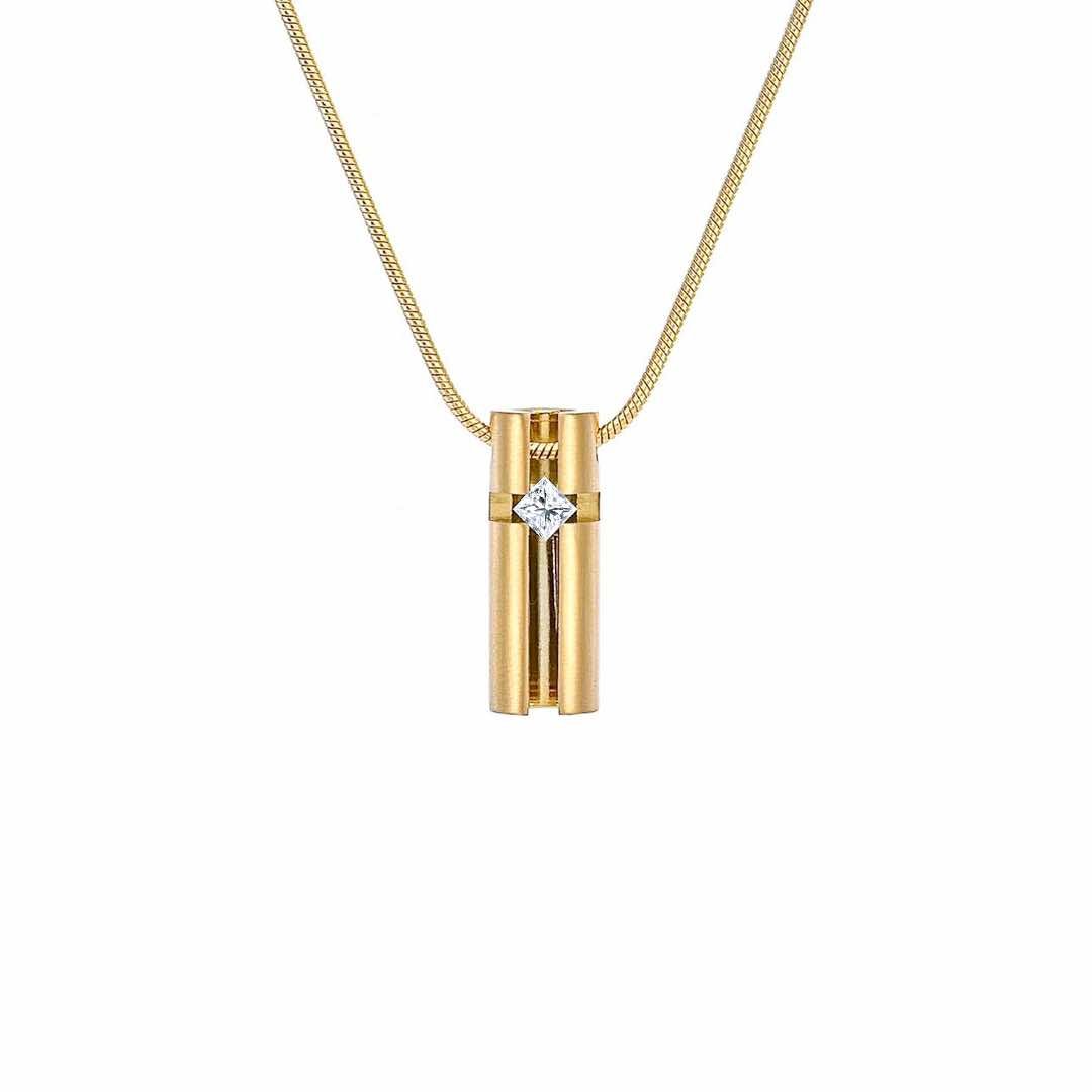 PT099G B.Tiff Gold .02ct 3D Cross Croixlumière Pendant Necklace - PBNJ FASHIONS