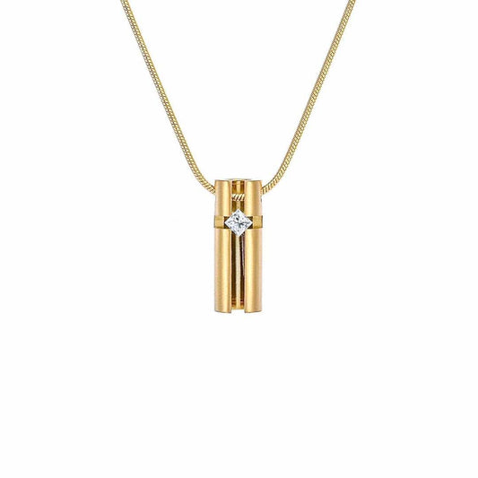 PT099G B.Tiff Gold .02ct 3D Cross Croixlumière Pendant Necklace - PBNJ FASHIONS