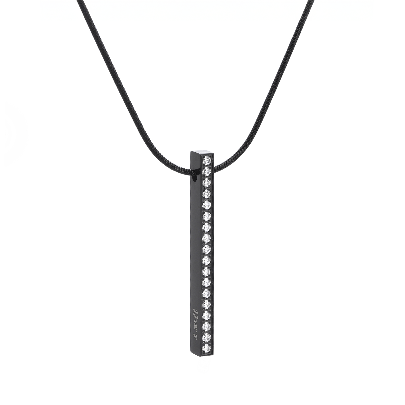 PT107B B.Tiff Black 18 - Stone Bar Pendant - PBNJ FASHIONS