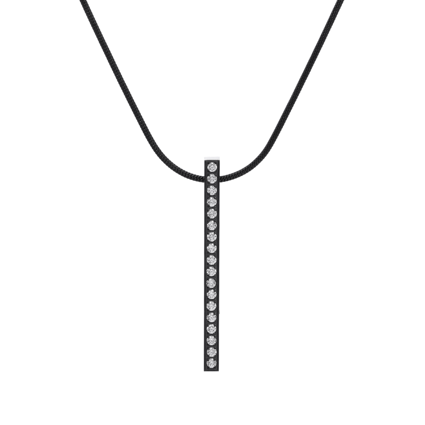 PT107B B.Tiff Black 18 - Stone Bar Pendant - PBNJ FASHIONS