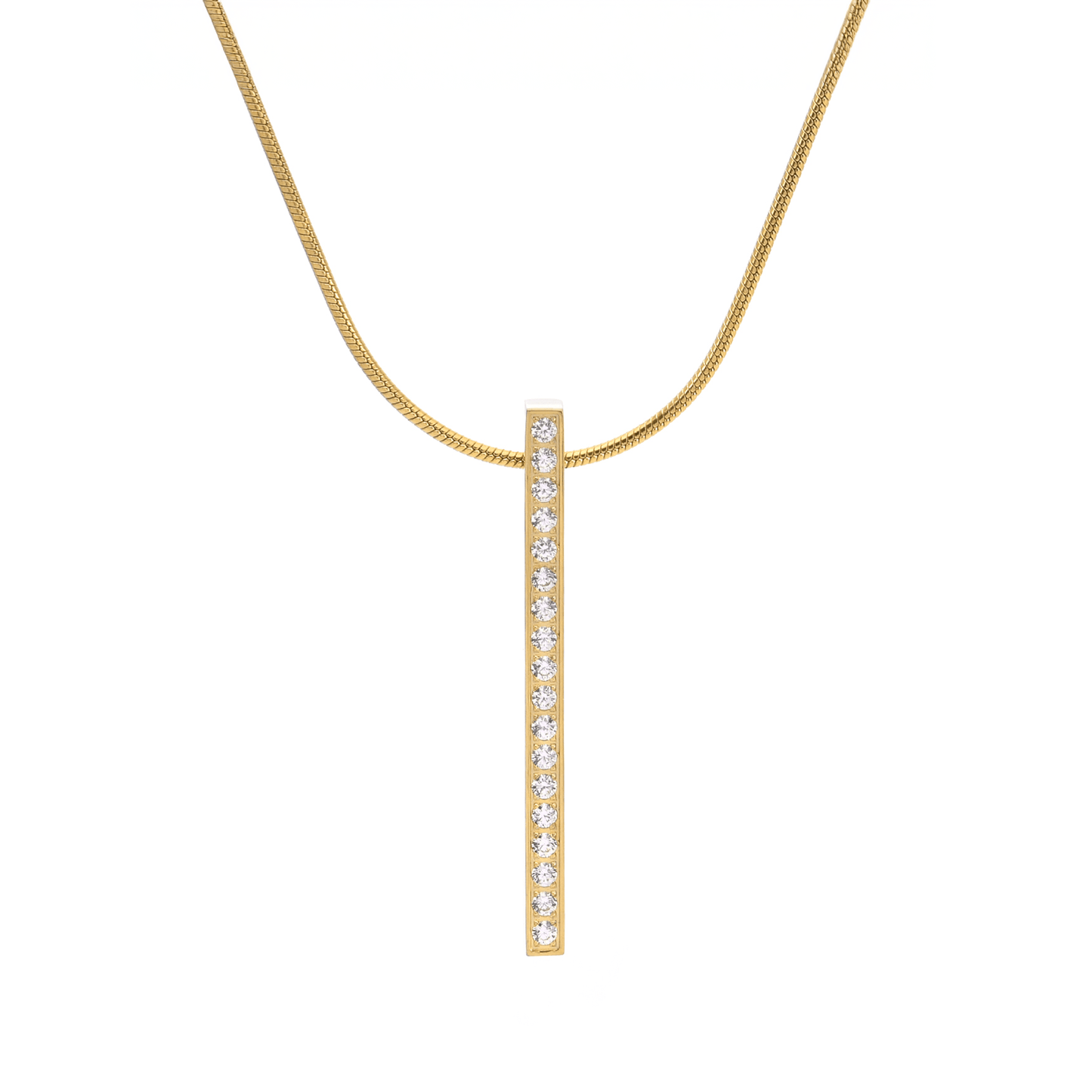 PT107G B.Tiff Gold 18 - Stone Bar Pendant - PBNJ FASHIONS