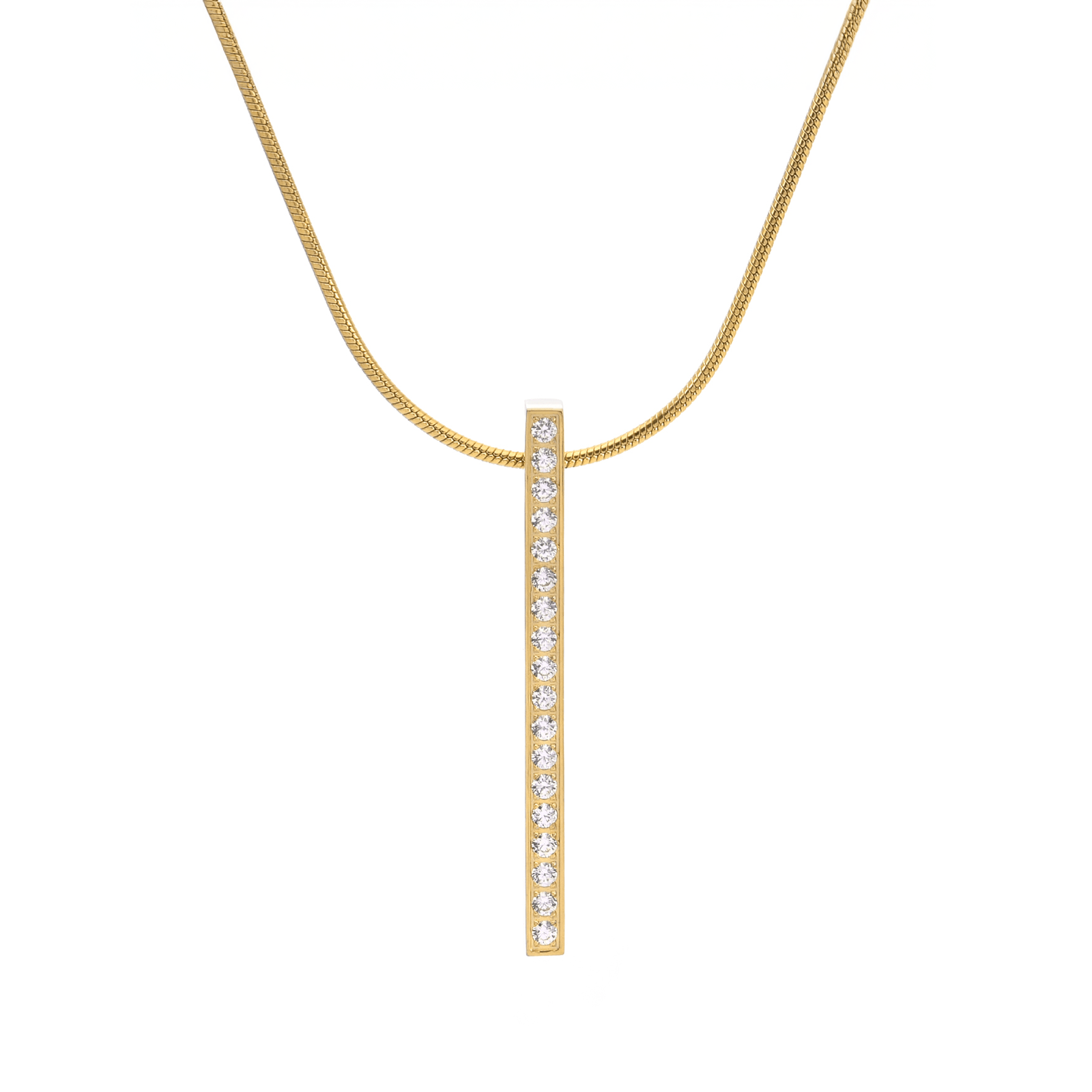 PT107G B.Tiff Gold 18 - Stone Bar Pendant - PBNJ FASHIONS