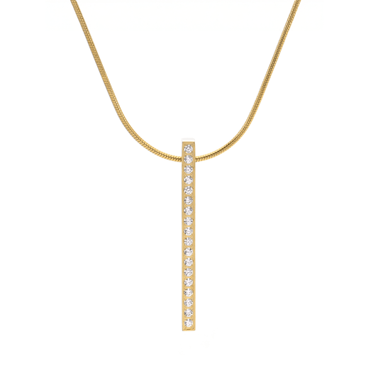 PT107G B.Tiff Gold 18 - Stone Bar Pendant - PBNJ FASHIONS