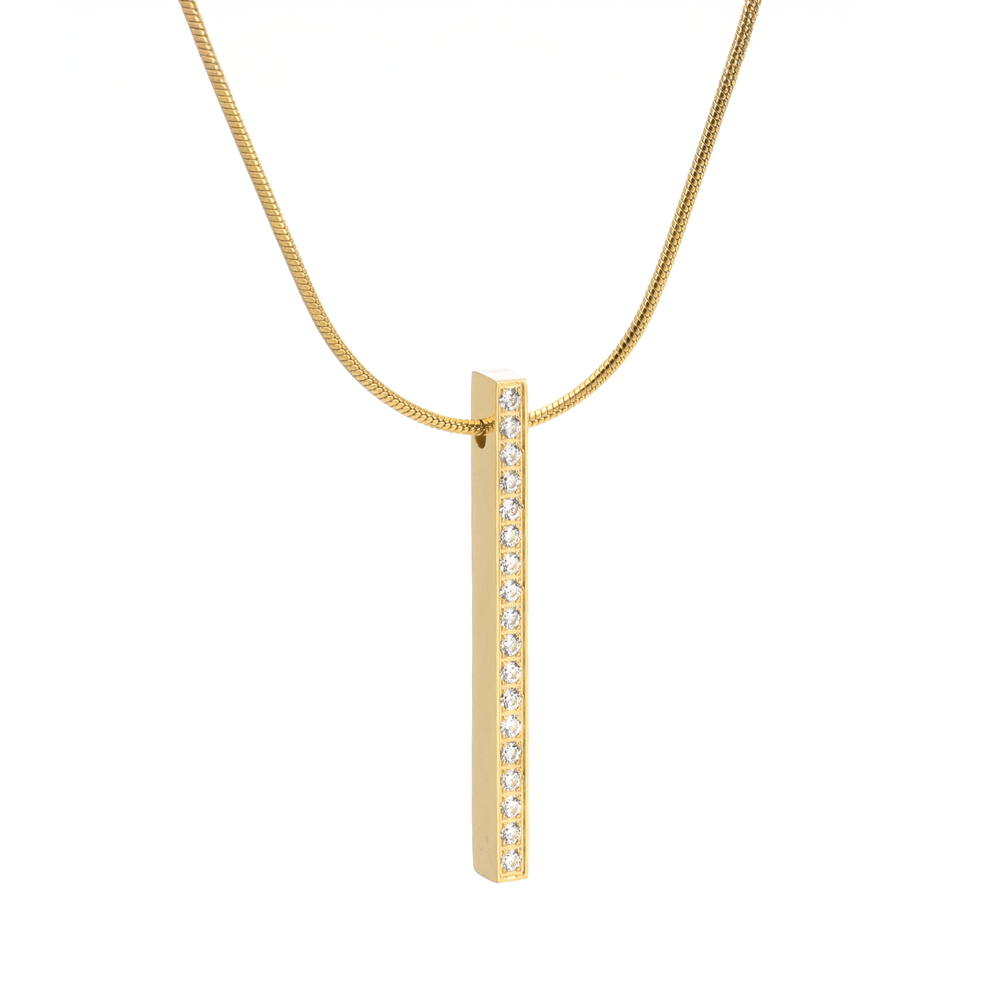 PT107G B.Tiff Gold 18 - Stone Bar Pendant - PBNJ FASHIONS